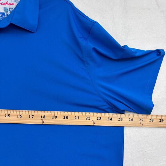 Robert Graham Polo Shirt Mens Size XL Blue Stretch Knit Classic Fit Short Sleeve - Picture 8 of 11